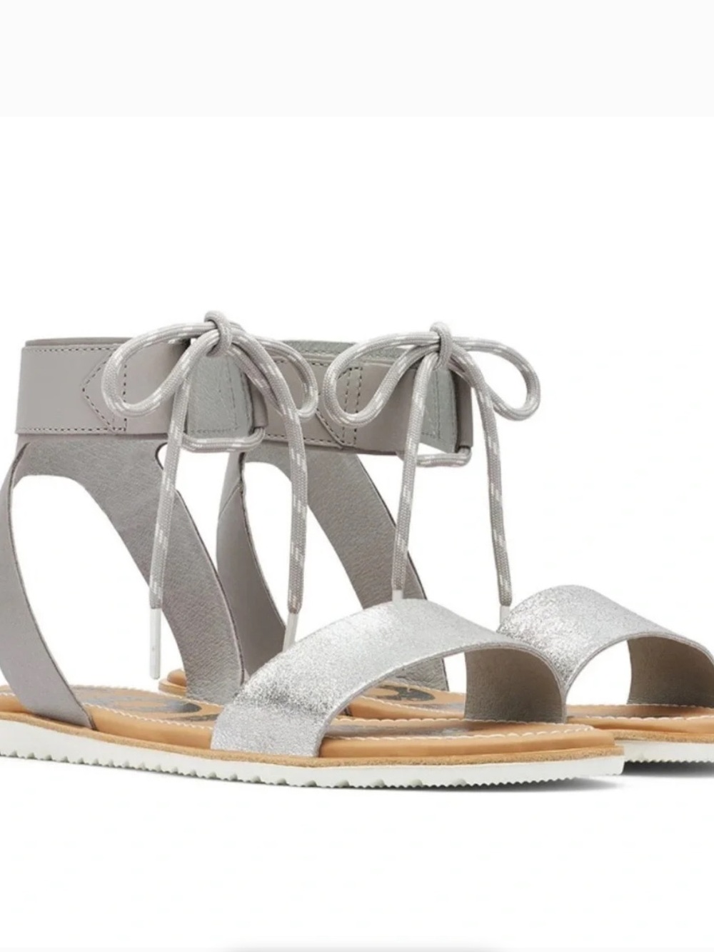 Sorel Silver Grey Ella Ankle Lace Sandal Size 8